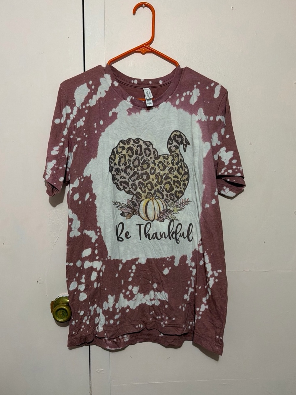 Bella Canvas Mauve and White Tie-Dye Kids Tee with Leopard Turkey Graphic